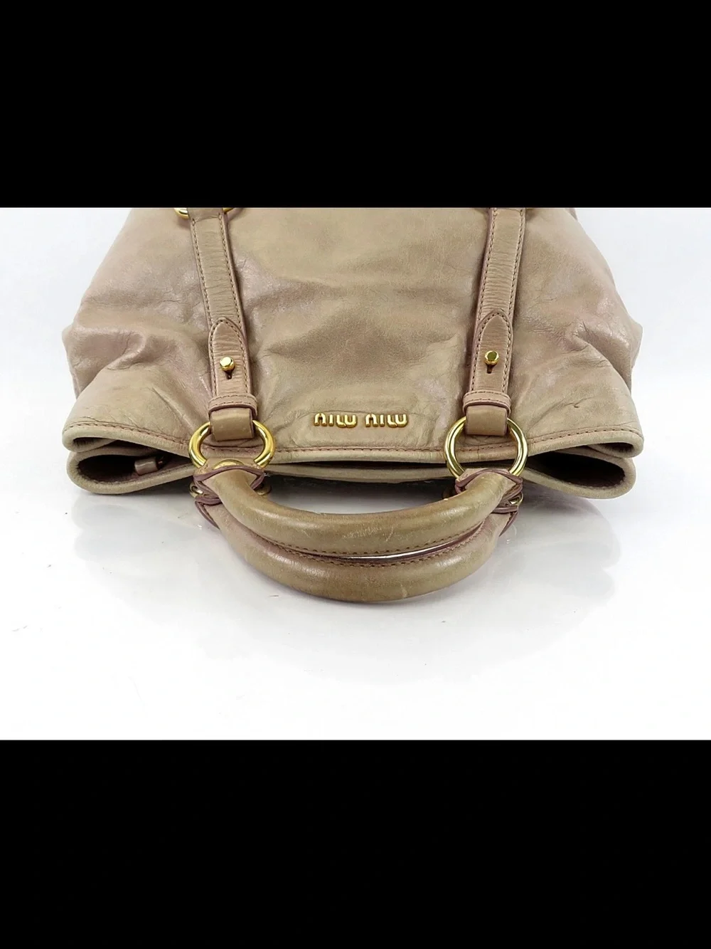 Miu Miu Taupe Leather Top-Handle Tote